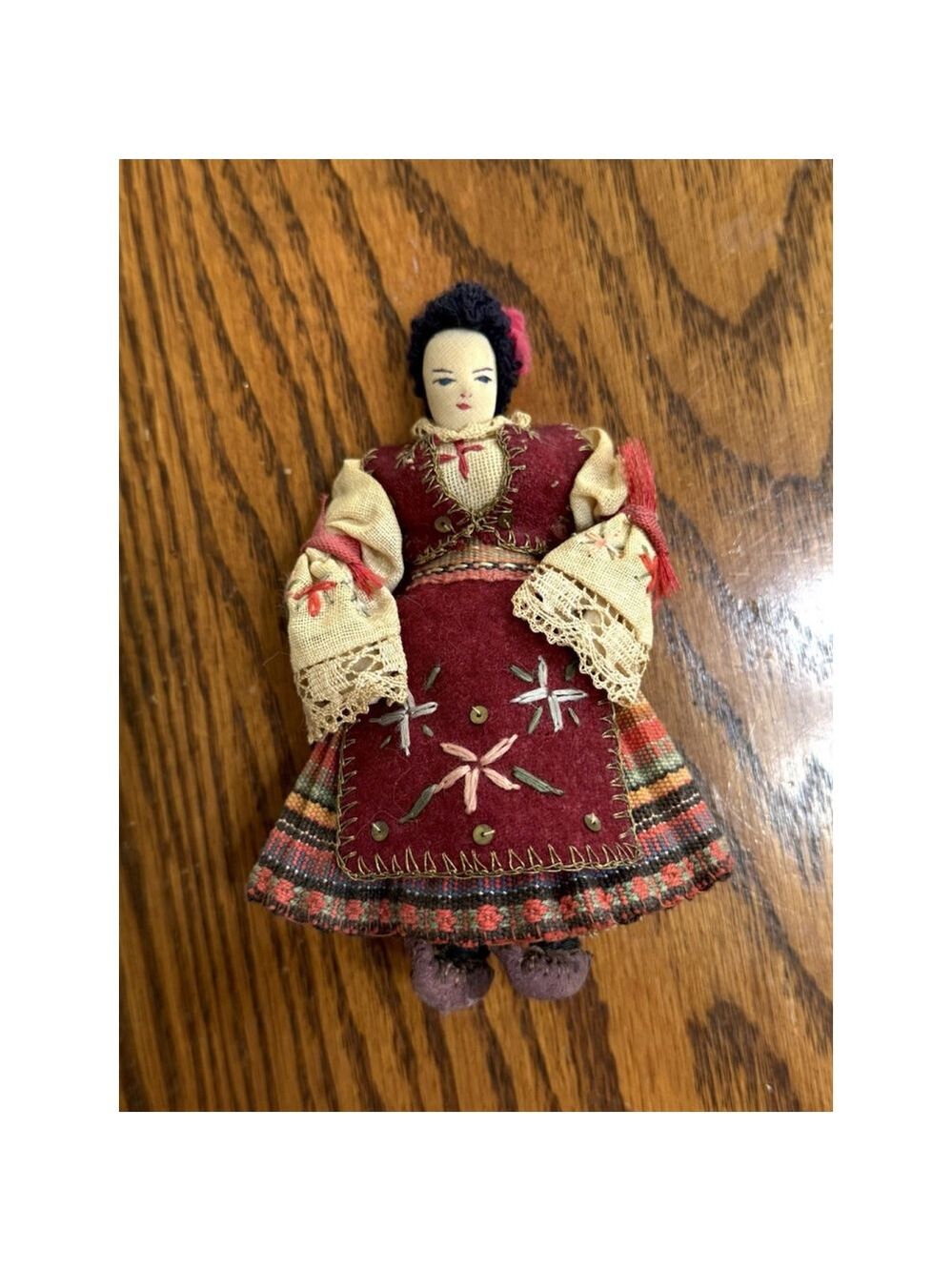 Vintage Handmade Russian Eastern European Doll Festive Dress - Picture 4 of 7